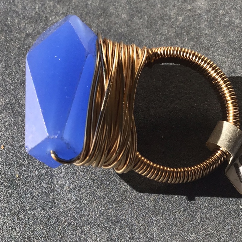 Chalcedony Gold Wire Wrapped Ring